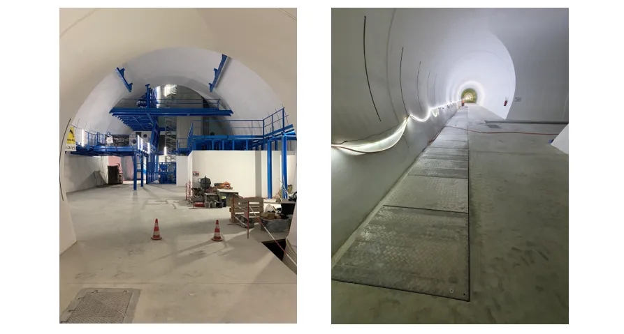 Fig. 2: US/UW cavern and UR gallery at Point 5 (CMS)