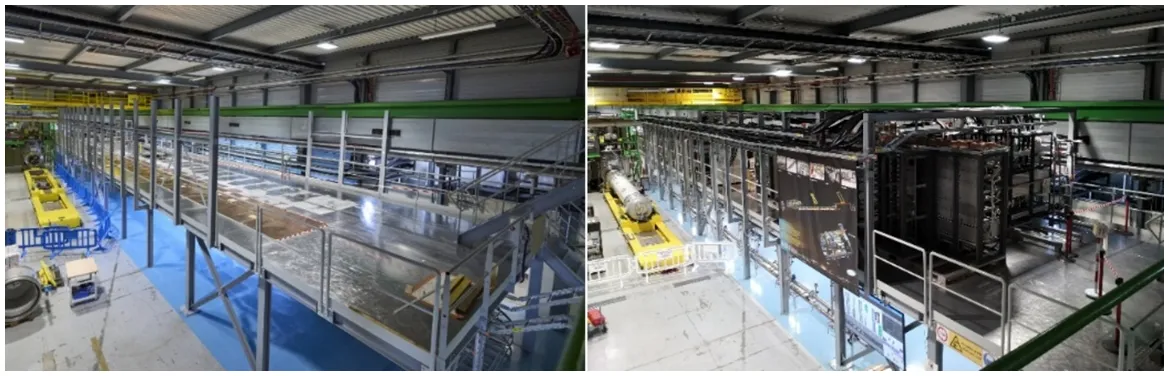 Figure 1: IT String metallic platform in 2021 (on the left) and its present status (on the right)
